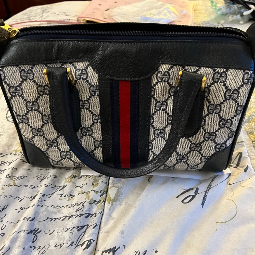 Gucci blue GG Canvas Plus Boston Bag